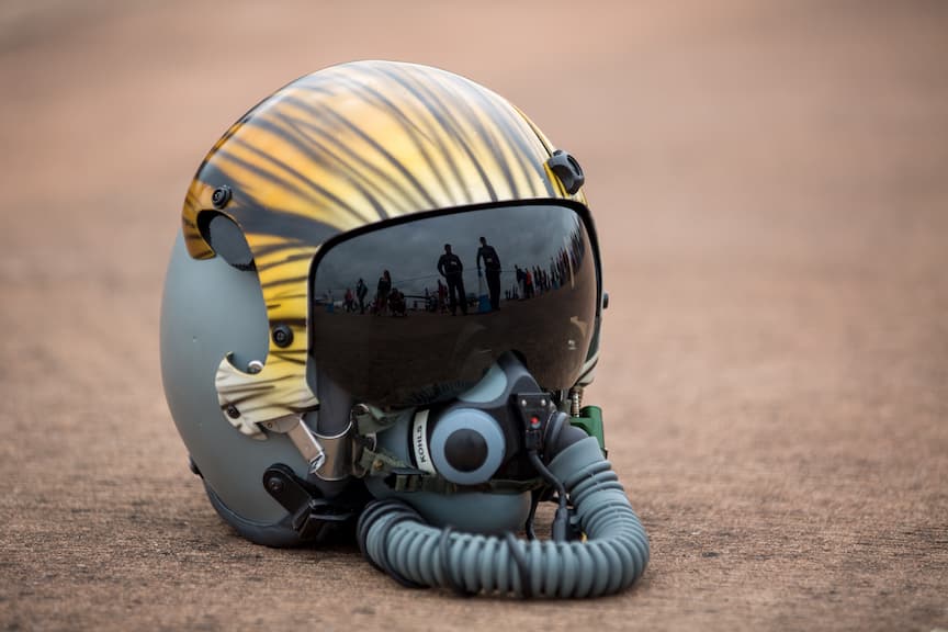 Fighter Pilot helmet with tiger stripes